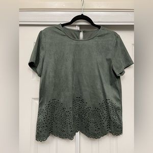 SHEIN green cut out blouse